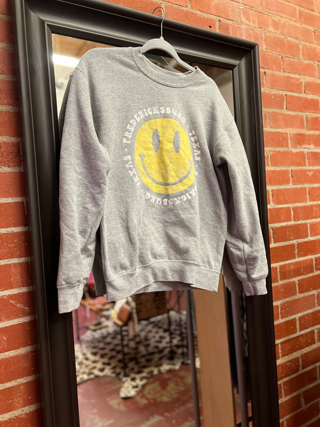 Gray Pink Bulldog Sweatshirt, Small