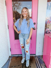 Load image into Gallery viewer, Acid wash pocket oversized crop tee
