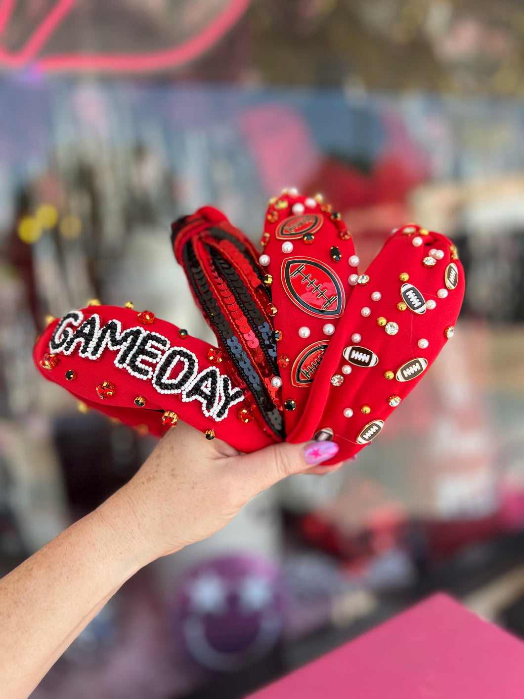 Red/Black game day headbands