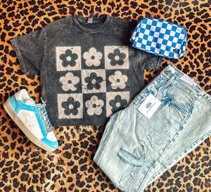 Checkered flower tee