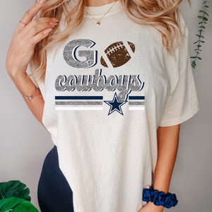 Go Cowboys faux glitter football design
