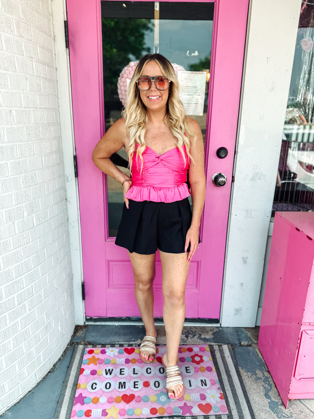 Spaghetti strap ruffle top