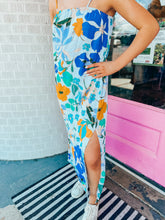Load image into Gallery viewer, Blue tropical maxi dress
