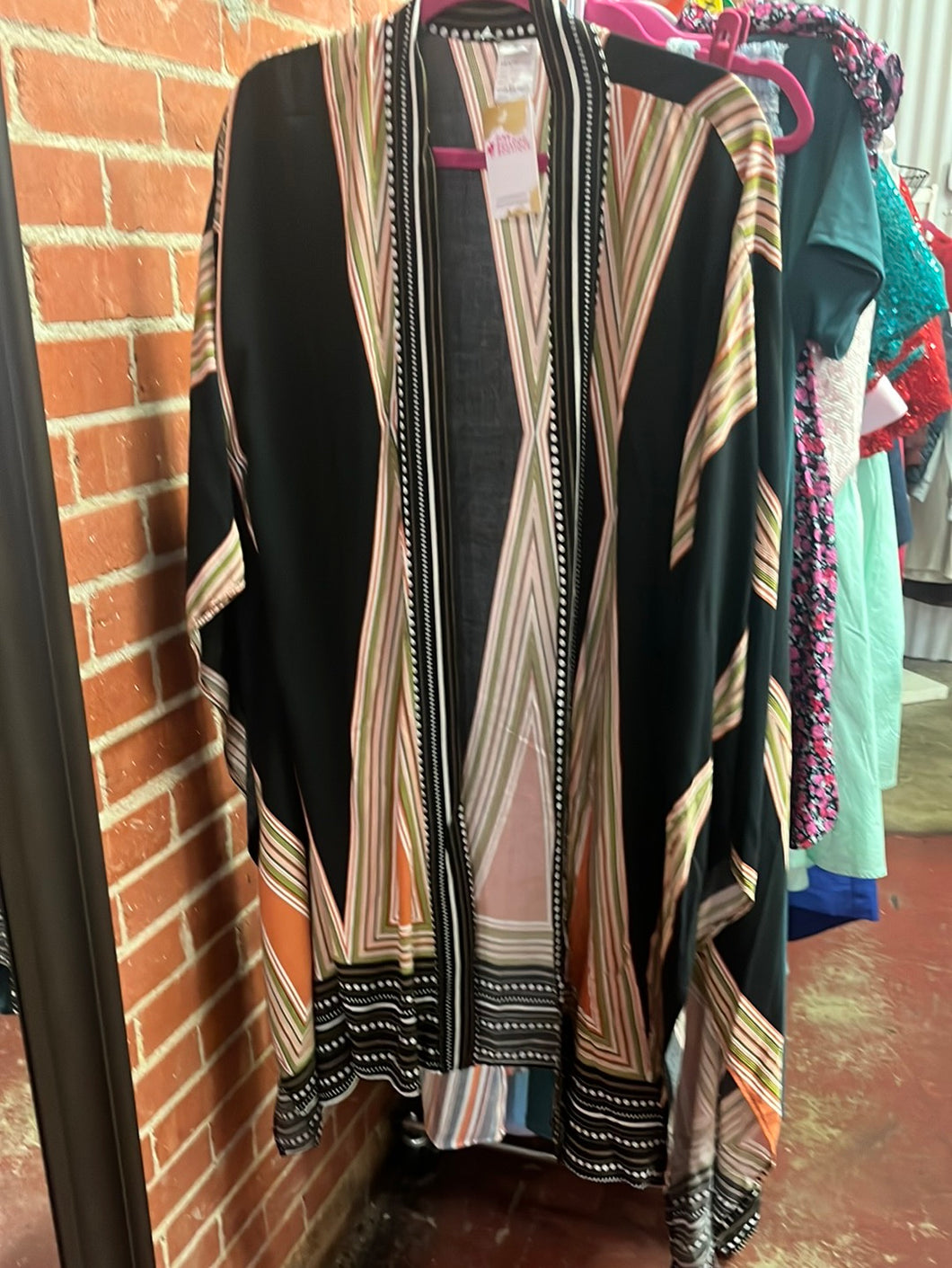 black/ coral Pink Bulldog Kimono, Medium