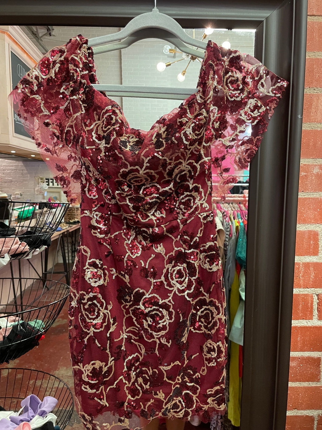 Maroon Southern fried Womens Dress, xs