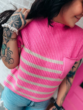 Load image into Gallery viewer, Stripe short sleeve sweater top
