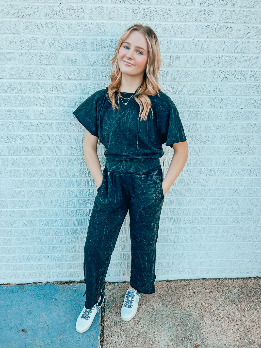 Acid wash French Terry set