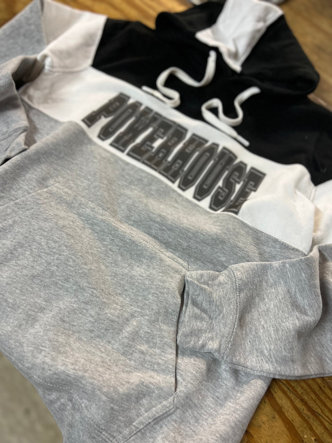 Powerhouse designs color block hoodie unisex