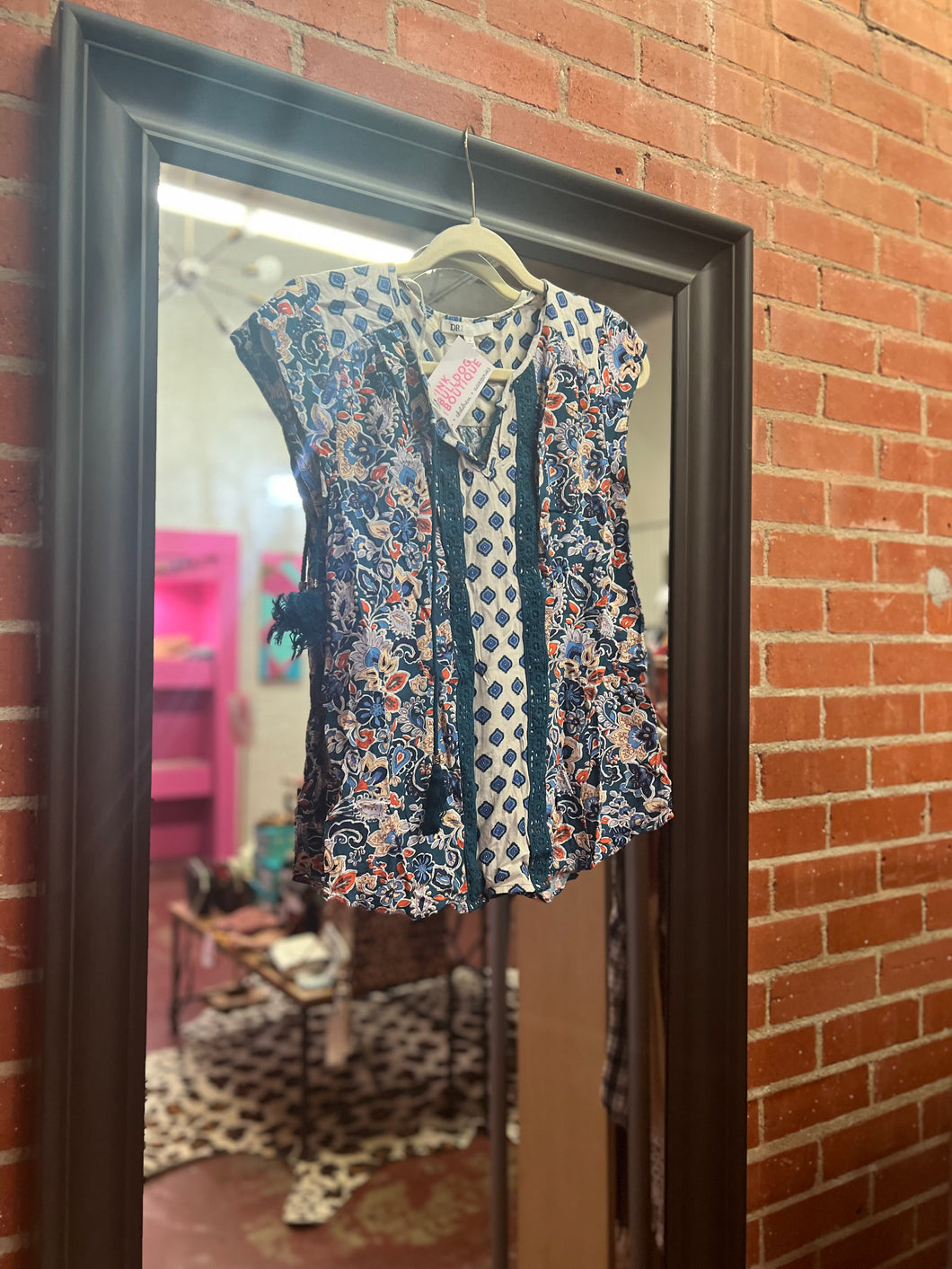 multicolor/ blue dr2 Womens Top, Small