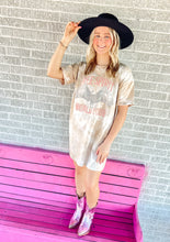 Load image into Gallery viewer, Tan Tie dye t-shirt dress
