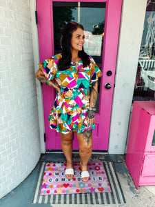 Geo print abstract dress