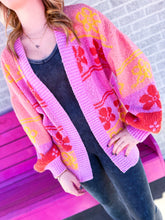 Load image into Gallery viewer, Retro Floral Colorblock cardigan
