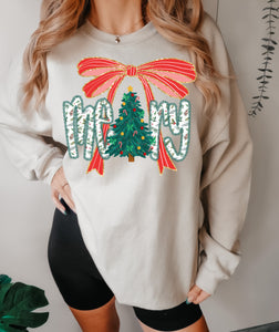 Merry Christmas tree bow