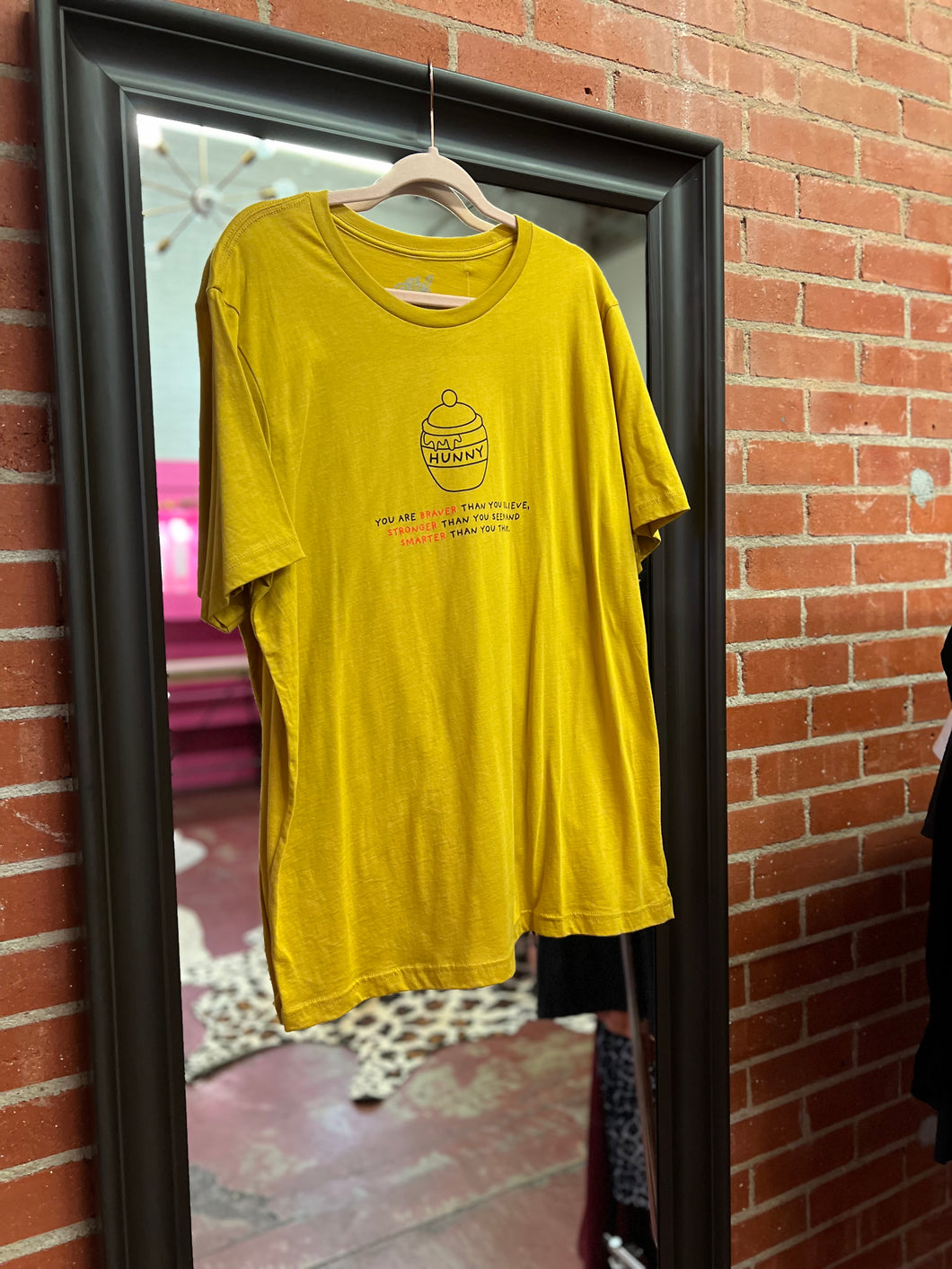 mustard Pink Bulldog Womens Graphic Tee, XL