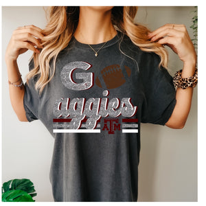 Aggies faux glitter football design
