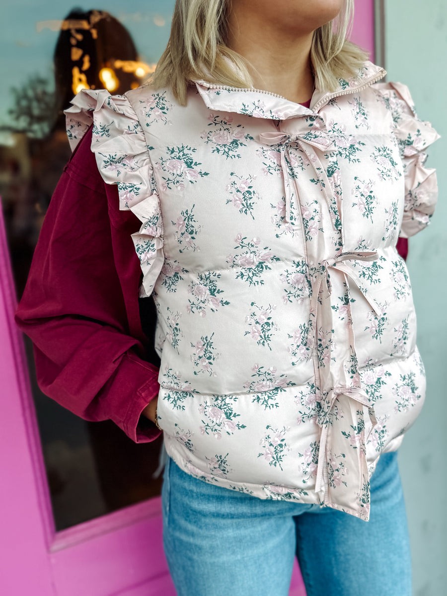 Ruffle puffer vest – Pink Bulldog Boutique