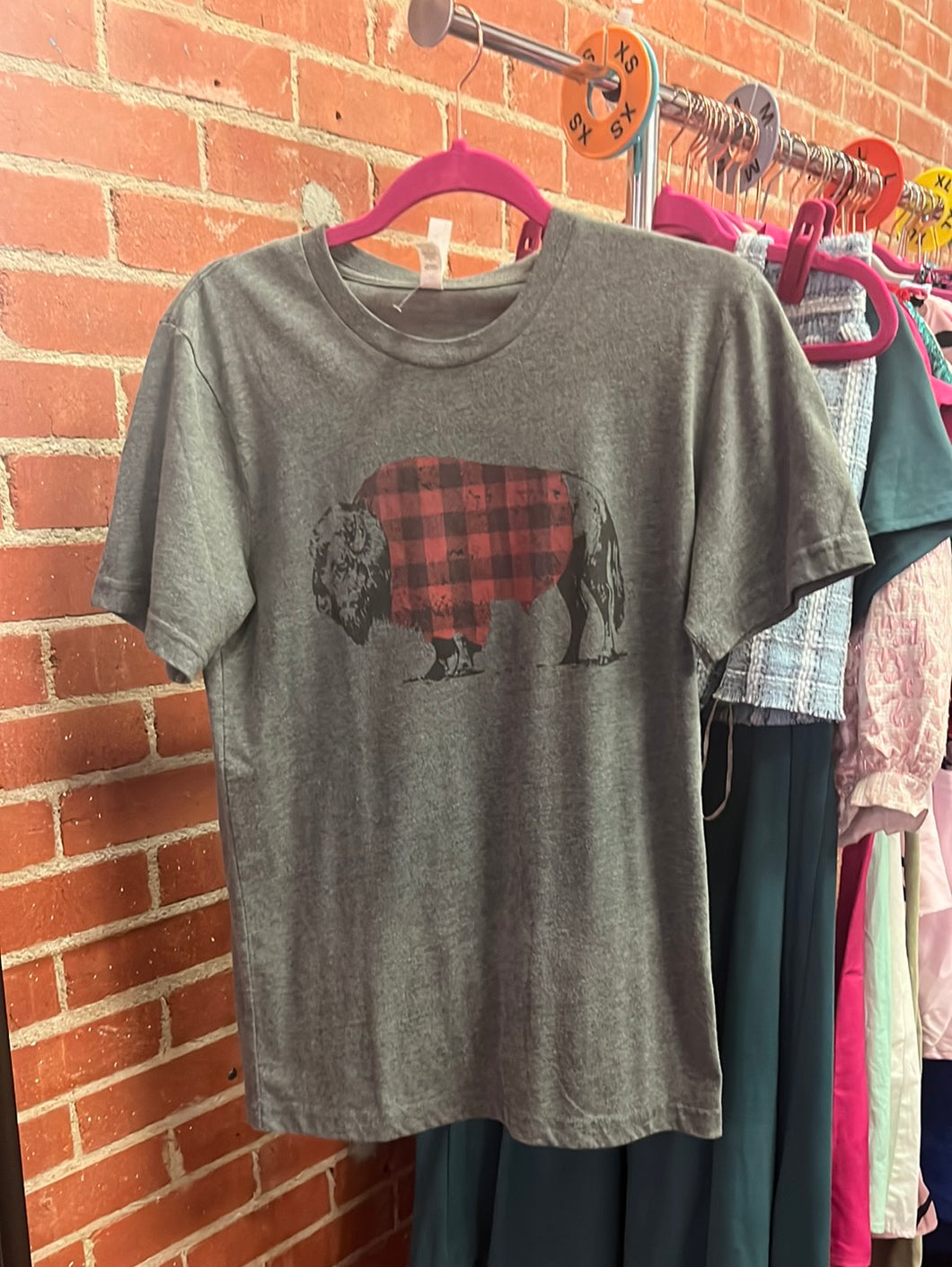 Gray Pink Bulldog Womens Graphic Tee, Small