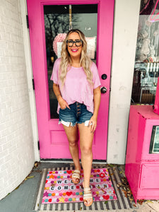 Mid rise dark wash button fly shorts
