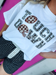 Touchdown Football Gingham Patch Top