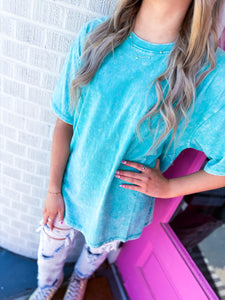 Oversized acid wash tee's