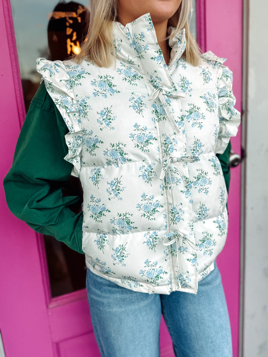 Ruffle puffer vest – Pink Bulldog Boutique