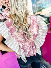 Load image into Gallery viewer, Tie dye stripe button top
