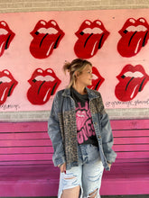 Load image into Gallery viewer, denim with leopard Geegee Denim Jacket, 2XL
