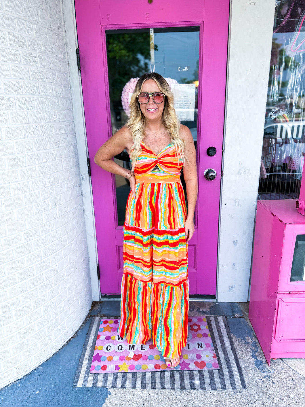 Fiesta stripe maxi dress