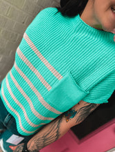 Load image into Gallery viewer, Stripe short sleeve sweater top
