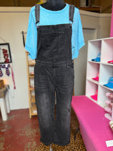Load image into Gallery viewer, Black Relaxed fit cuffed overalls
