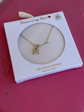 Load image into Gallery viewer, Gold rhinestone bow necklace

