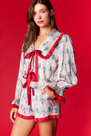 Nutcracker And Christmas Tree Satin Pj Set