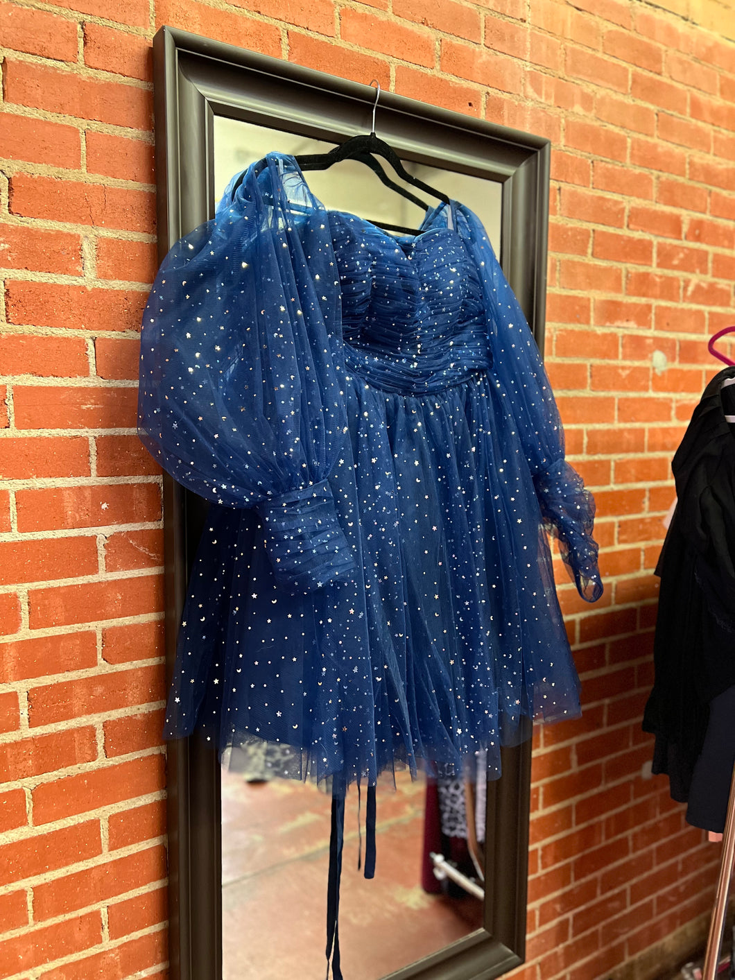 Navy blue w silver stars Pink Bulldog womens formal dress, 18/20