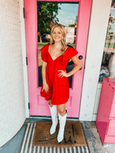 Load image into Gallery viewer, Poplin ruffle dress w/ bow tie back
