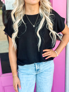 Corded pocket boxy top