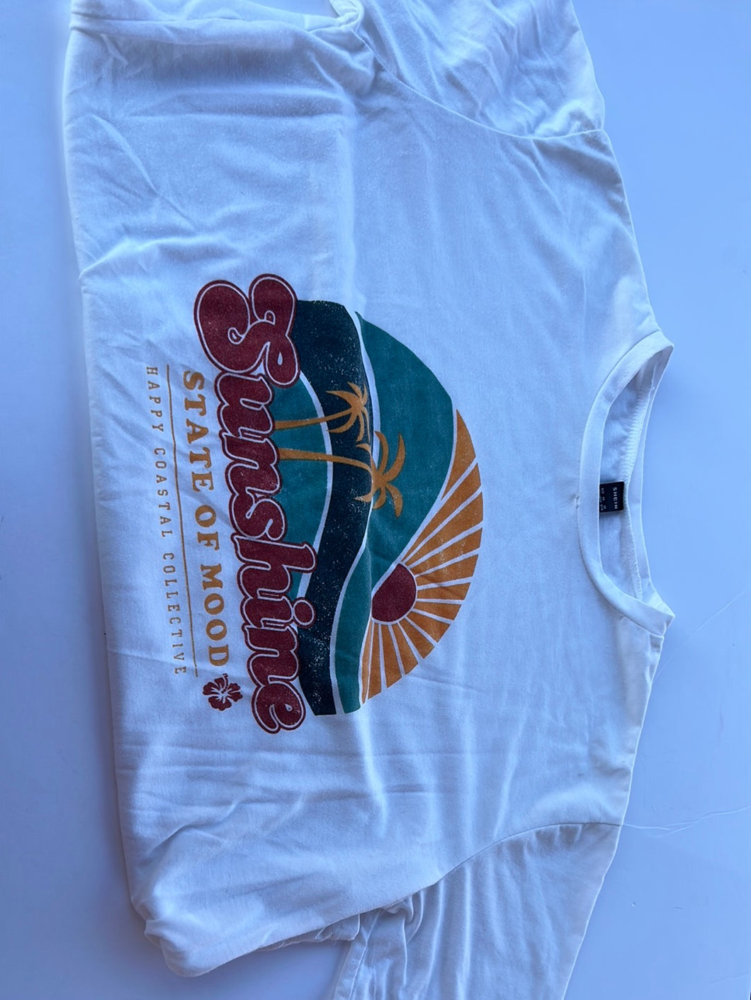 White Shein Womens Graphic Tee, Large