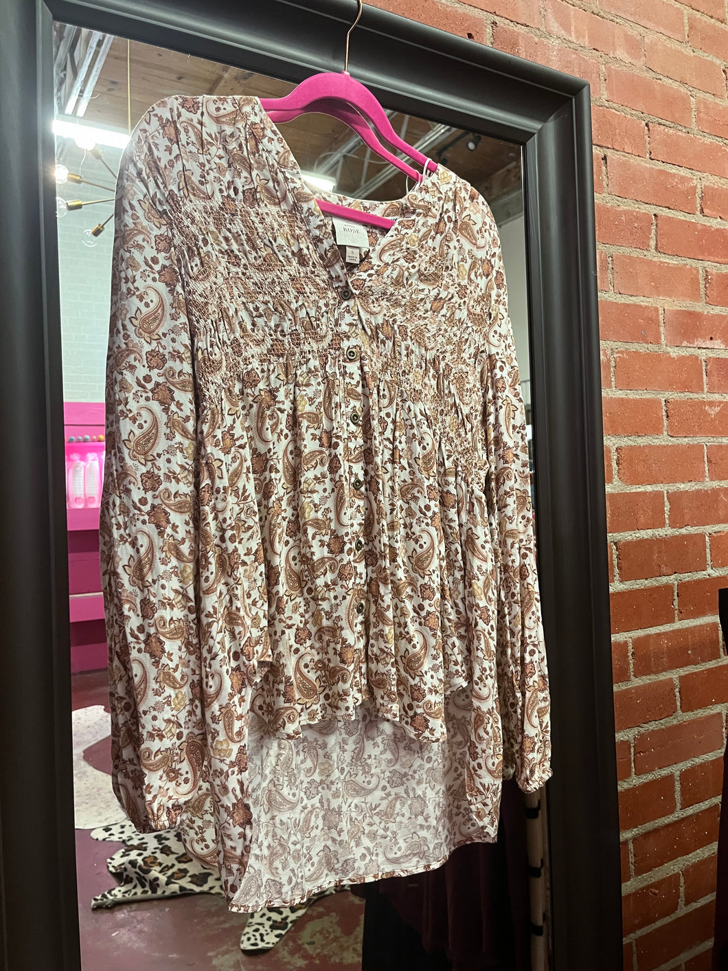 brown floral Knox Rose Womens Top, Small