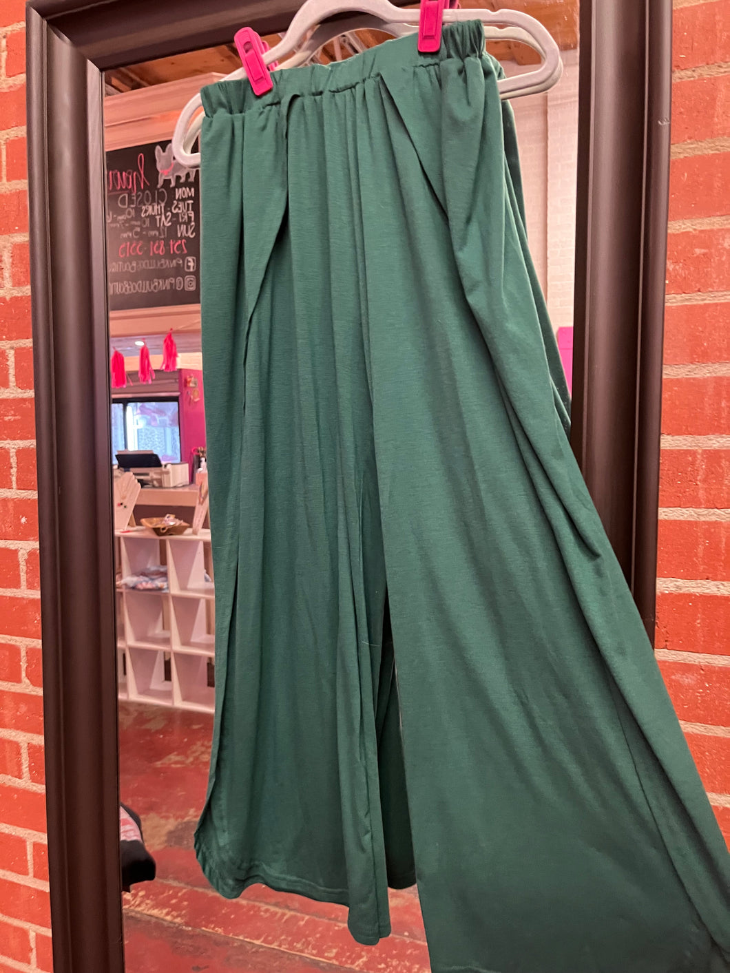 Green tickled teal Womens Pants, Medium