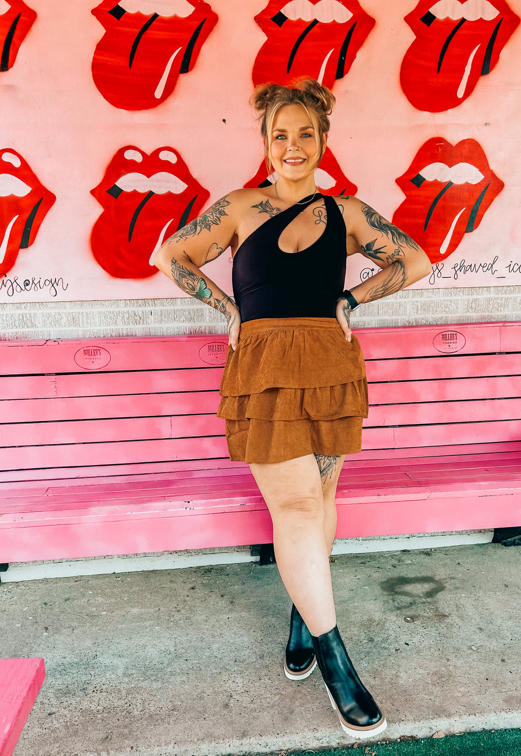 Corduroy ruffle skirt