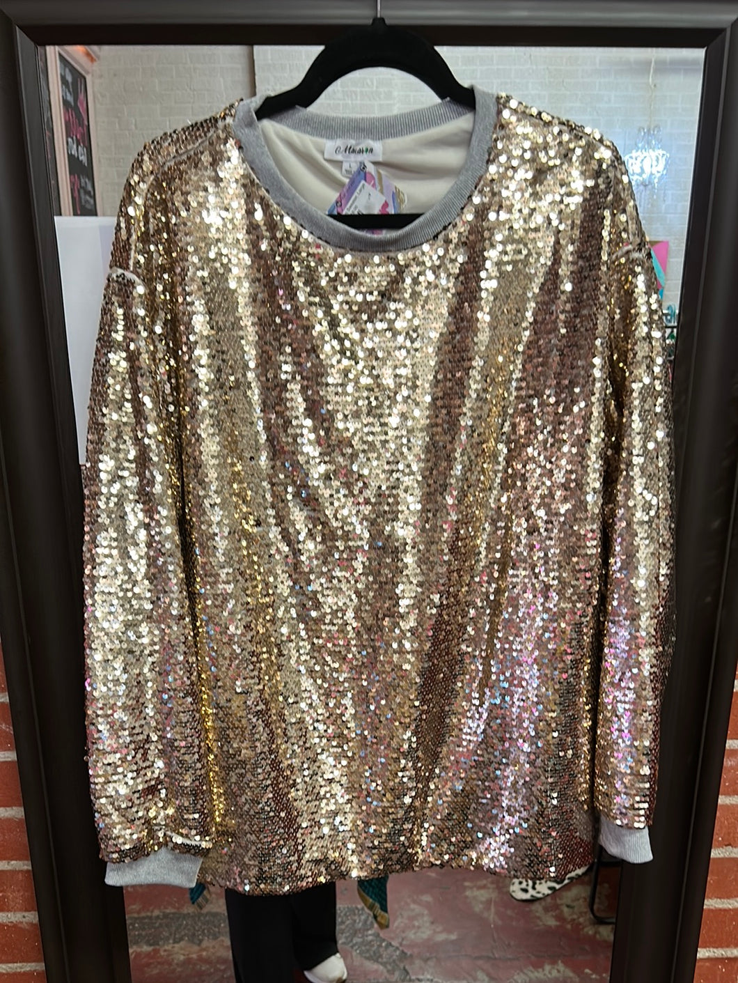 Gold sequin macron Sweater, Large