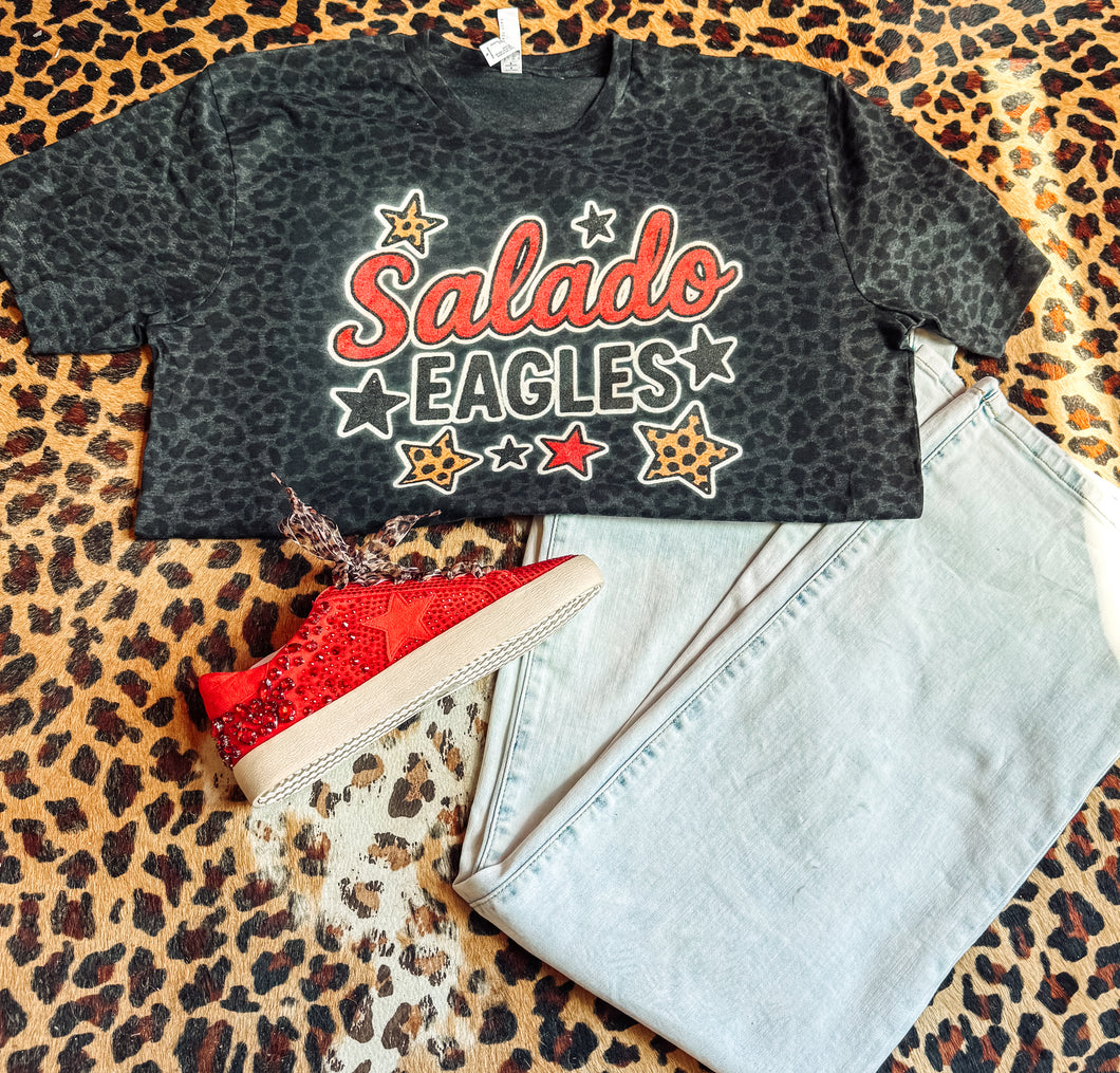 Salado Eagles stars black leopard tee