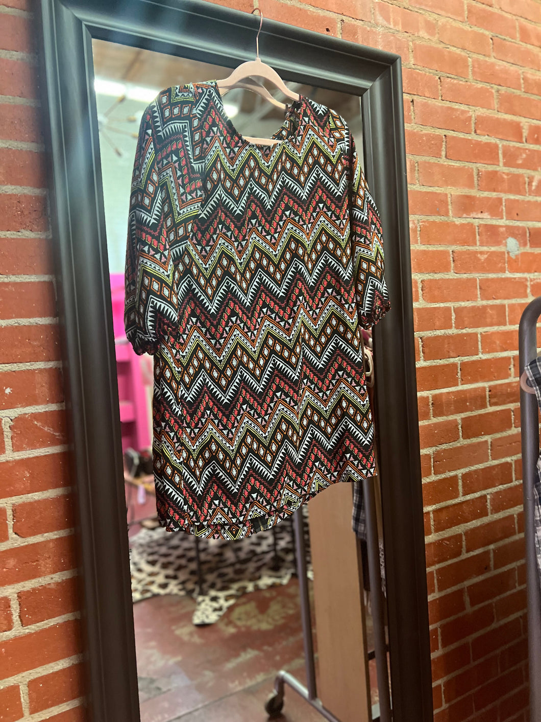 multicolor / black feathers Womens Top, Small