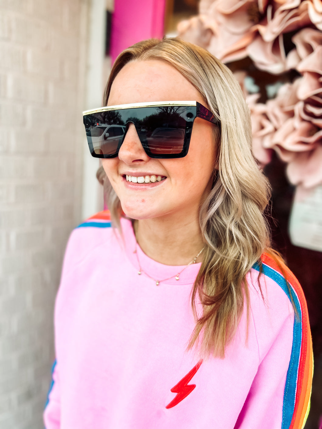 Boujee square gold accent aviator sunnies