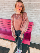 Load image into Gallery viewer, Acid wash crop crewneck
