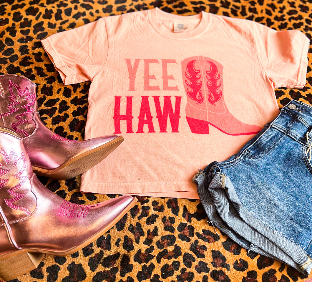 Pink Yee Haw croped Tee