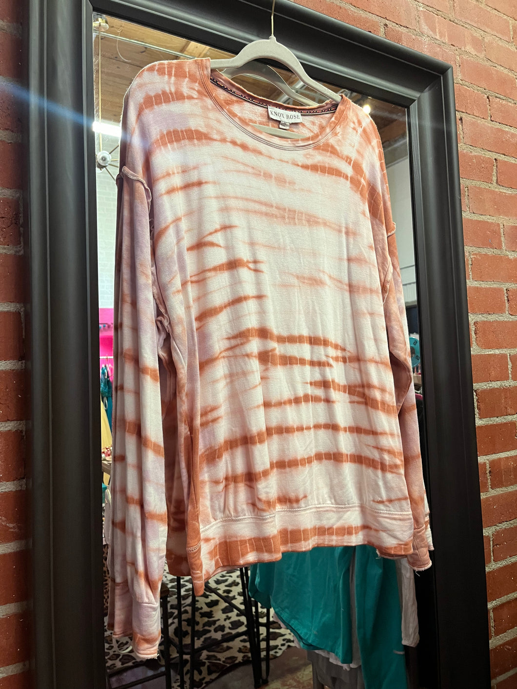 pink and white tie dye Knox Rose Womens Top, Medium