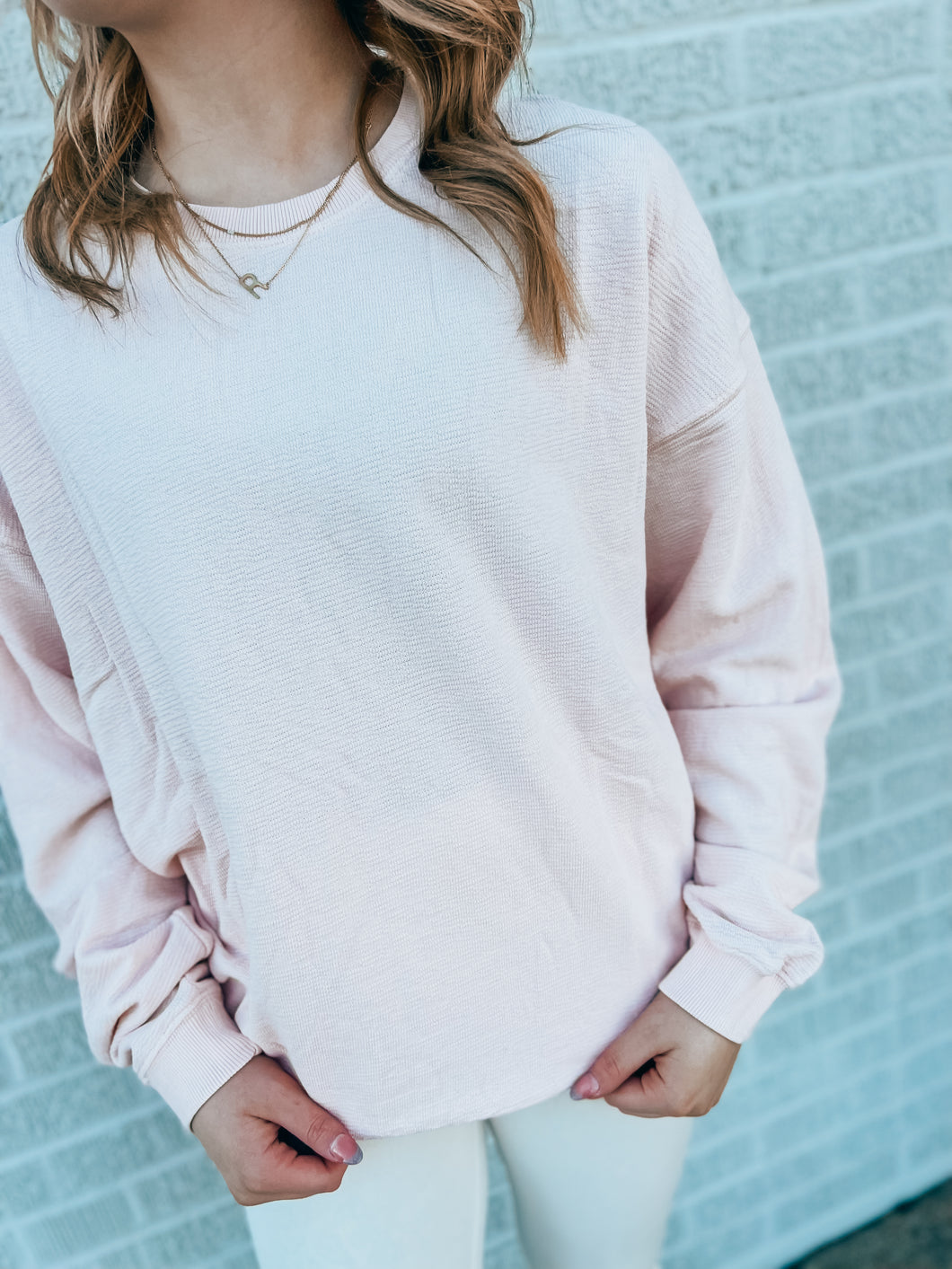 Mineral wash Pink jacquard Pullover