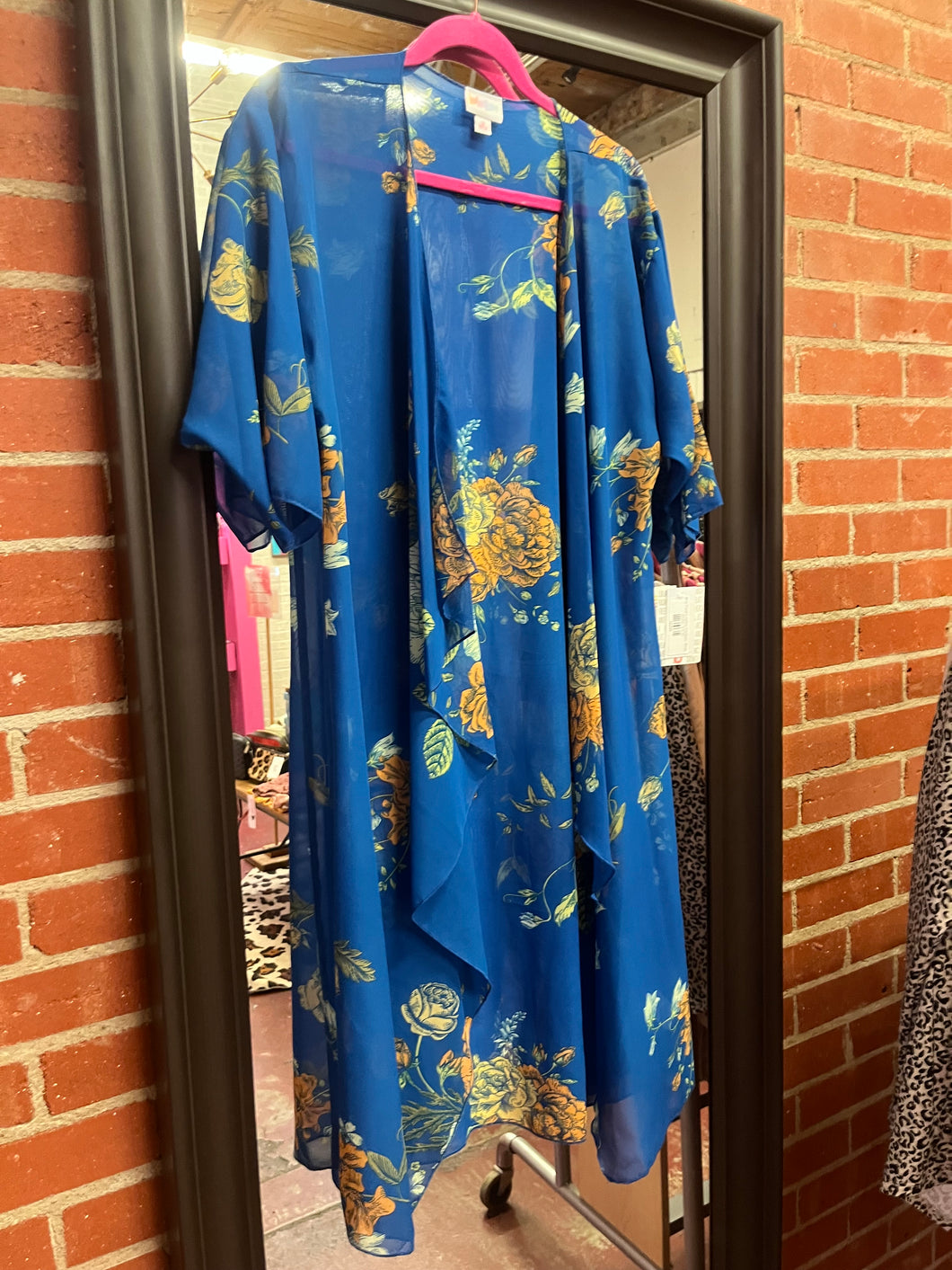 Blue Floral LulaRoe Cardigan, Small