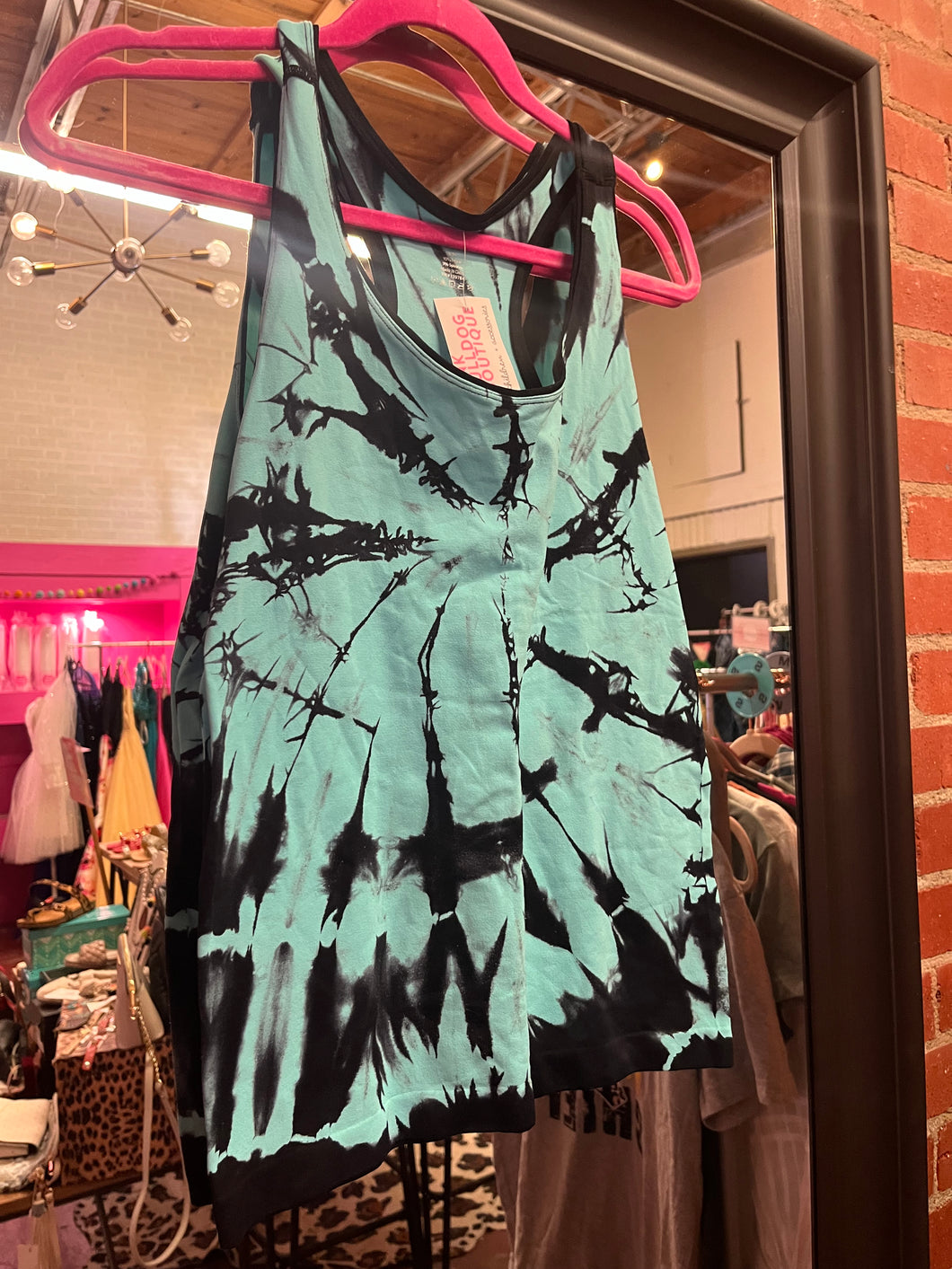 blue and black tie dye yelete Womens Top, S/M