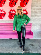 Load image into Gallery viewer, Green sequin long sleeve top
